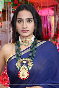 Hima Varma Glam stills in Elegant Royal Blue Saree