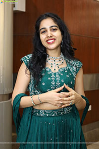 Keerthi Kollipara stills in Teal Blue Lehenga Choli