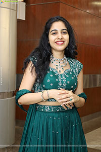Keerthi Kollipara stills in Teal Blue Lehenga Choli