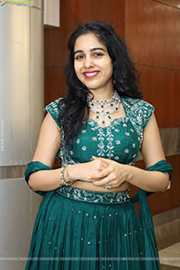Keerthi Kollipara stills in Teal Blue Lehenga Choli