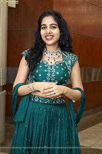 Keerthi Kollipara stills in Teal Blue Lehenga Choli