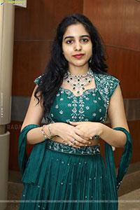 Keerthi Kollipara stills in Teal Blue Lehenga Choli