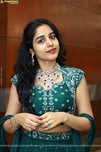 Keerthi Kollipara stills in Teal Blue Lehenga Choli