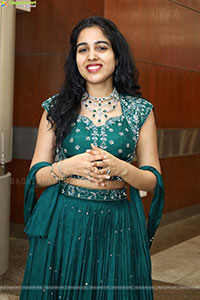 Keerthi Kollipara stills in Teal Blue Lehenga Choli