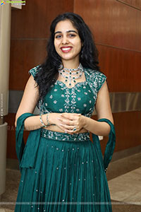 Keerthi Kollipara stills in Teal Blue Lehenga Choli