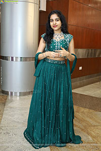 Keerthi Kollipara stills in Teal Blue Lehenga Choli