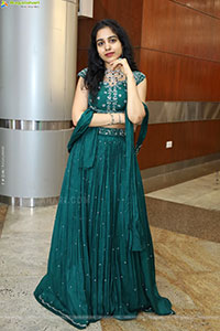 Keerthi Kollipara stills in Teal Blue Lehenga Choli