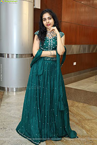 Keerthi Kollipara stills in Teal Blue Lehenga Choli
