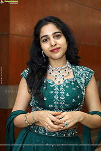Keerthi Kollipara stills in Teal Blue Lehenga Choli