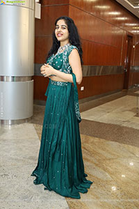 Keerthi Kollipara stills in Teal Blue Lehenga Choli