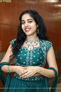 Keerthi Kollipara stills in Teal Blue Lehenga Choli