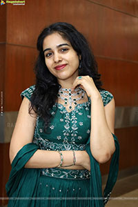 Keerthi Kollipara stills in Teal Blue Lehenga Choli