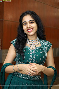 Keerthi Kollipara stills in Teal Blue Lehenga Choli