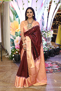 Priyanka Chowdary stills in Maroon Saree