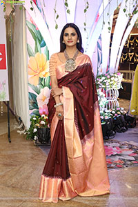 Priyanka Chowdary stills in Maroon Saree