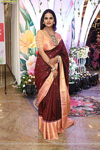 Priyanka Chowdary stills in Maroon Saree