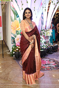 Priyanka Chowdary stills in Maroon Saree