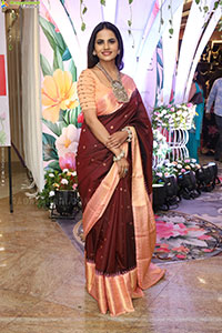 Priyanka Chowdary stills in Maroon Saree