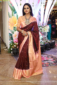 Priyanka Chowdary stills in Maroon Saree