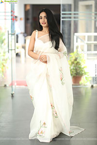 Vishakha Dhiman Beautiful stills in White Organza Saree