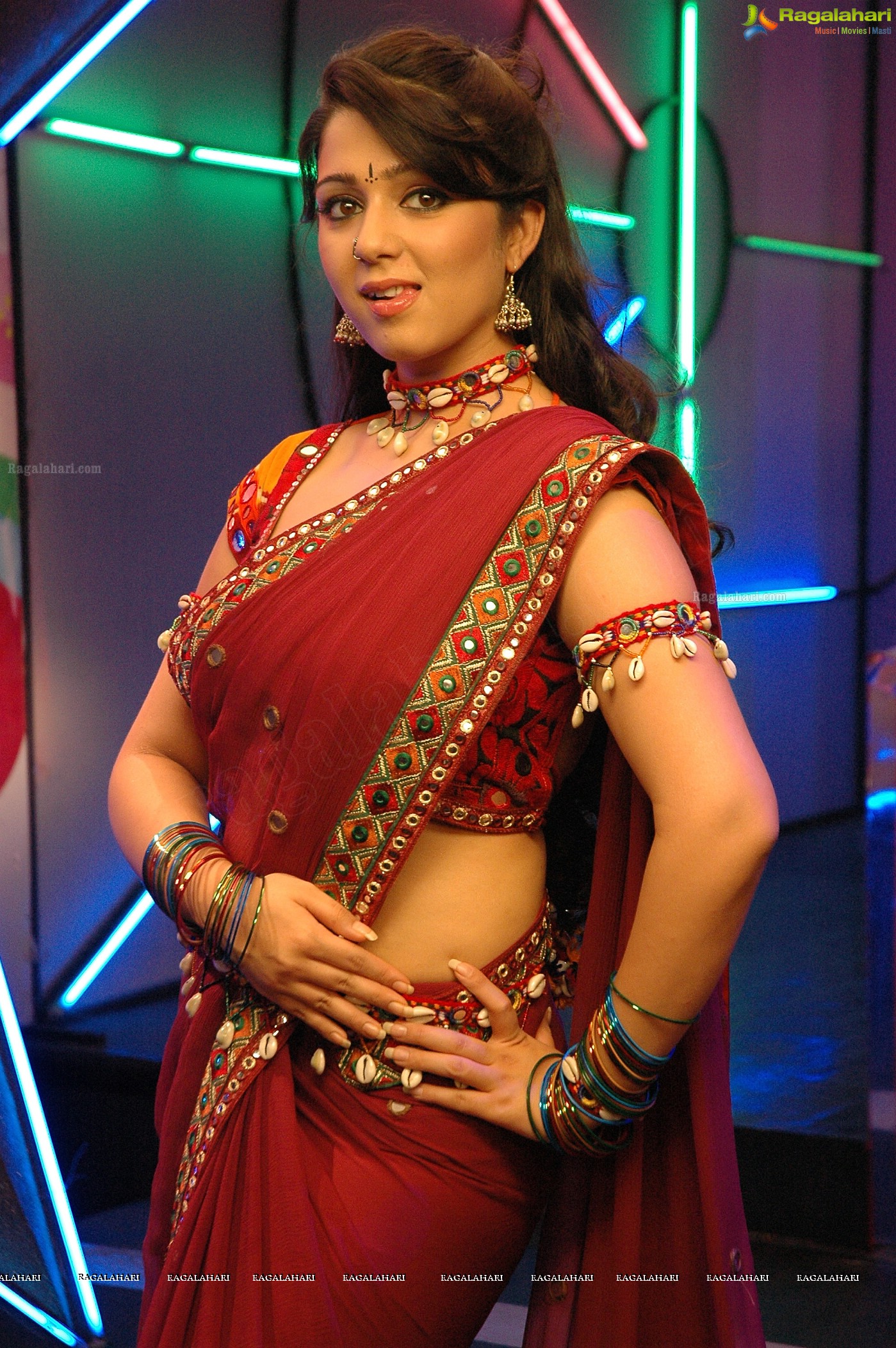 Charming Charmme in Red Saree, Photo Gallery, Images