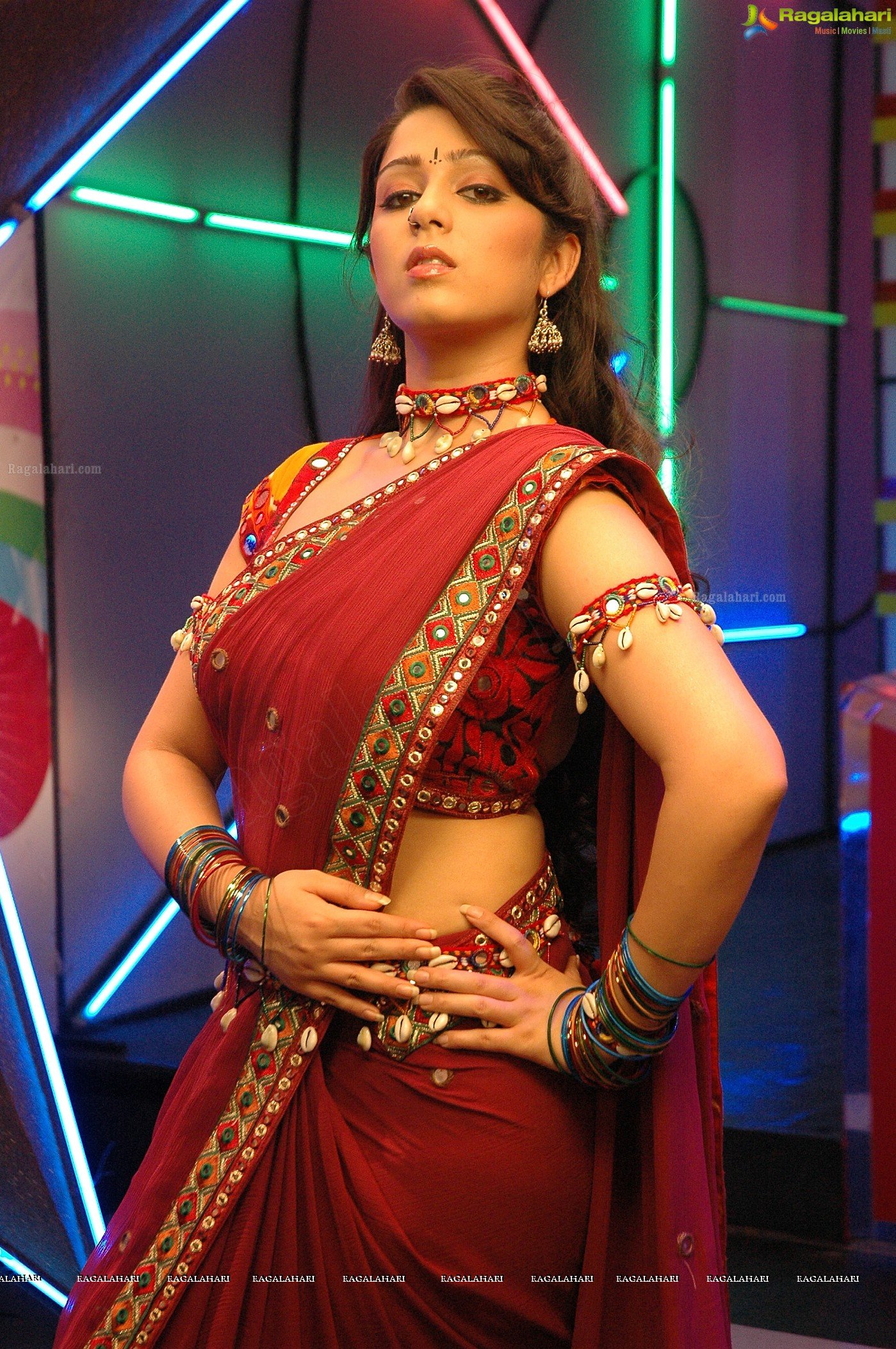 Charming Charmme in Red Saree, Photo Gallery, Images