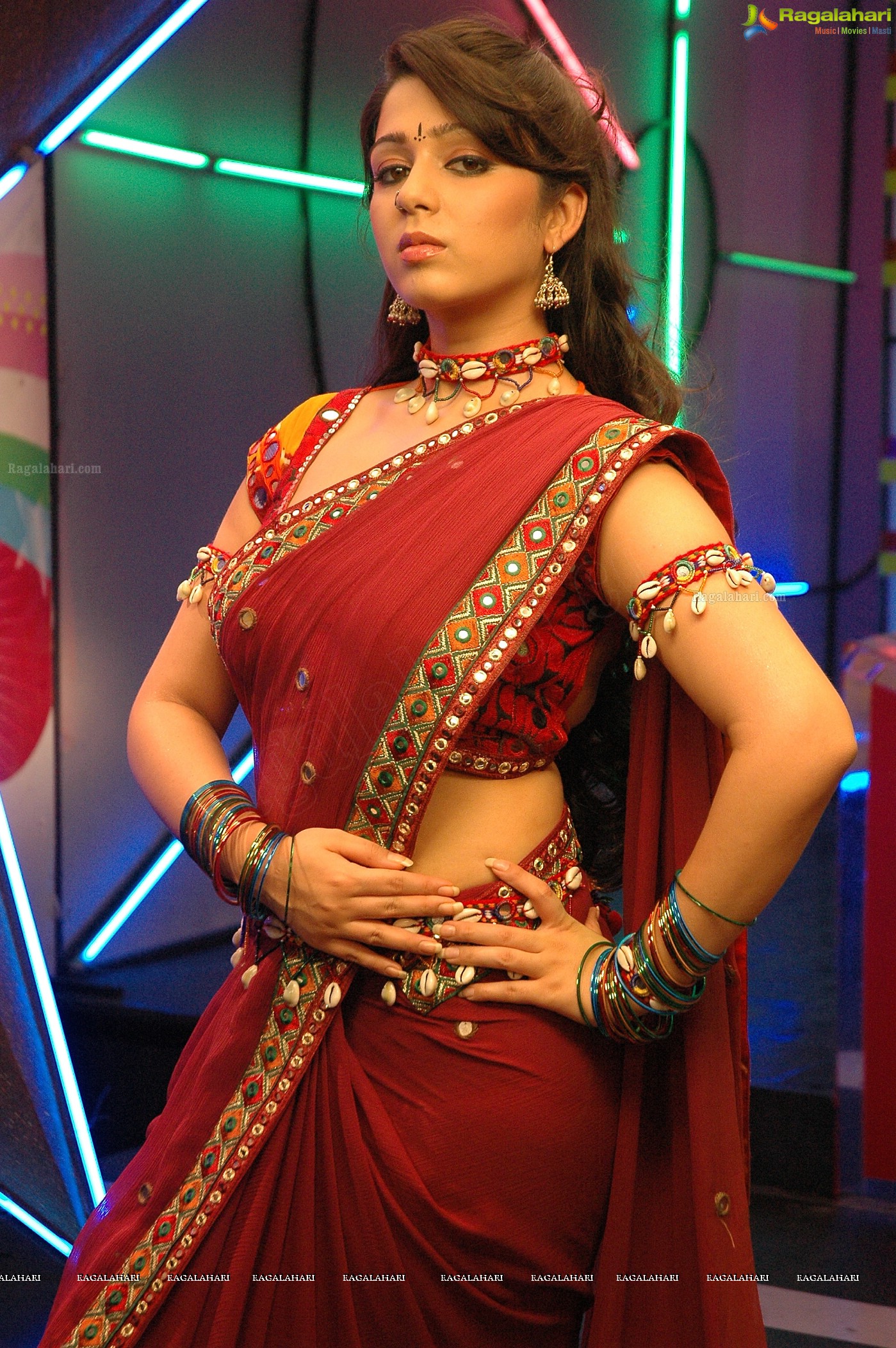 Charming Charmme in Red Saree, Photo Gallery, Images