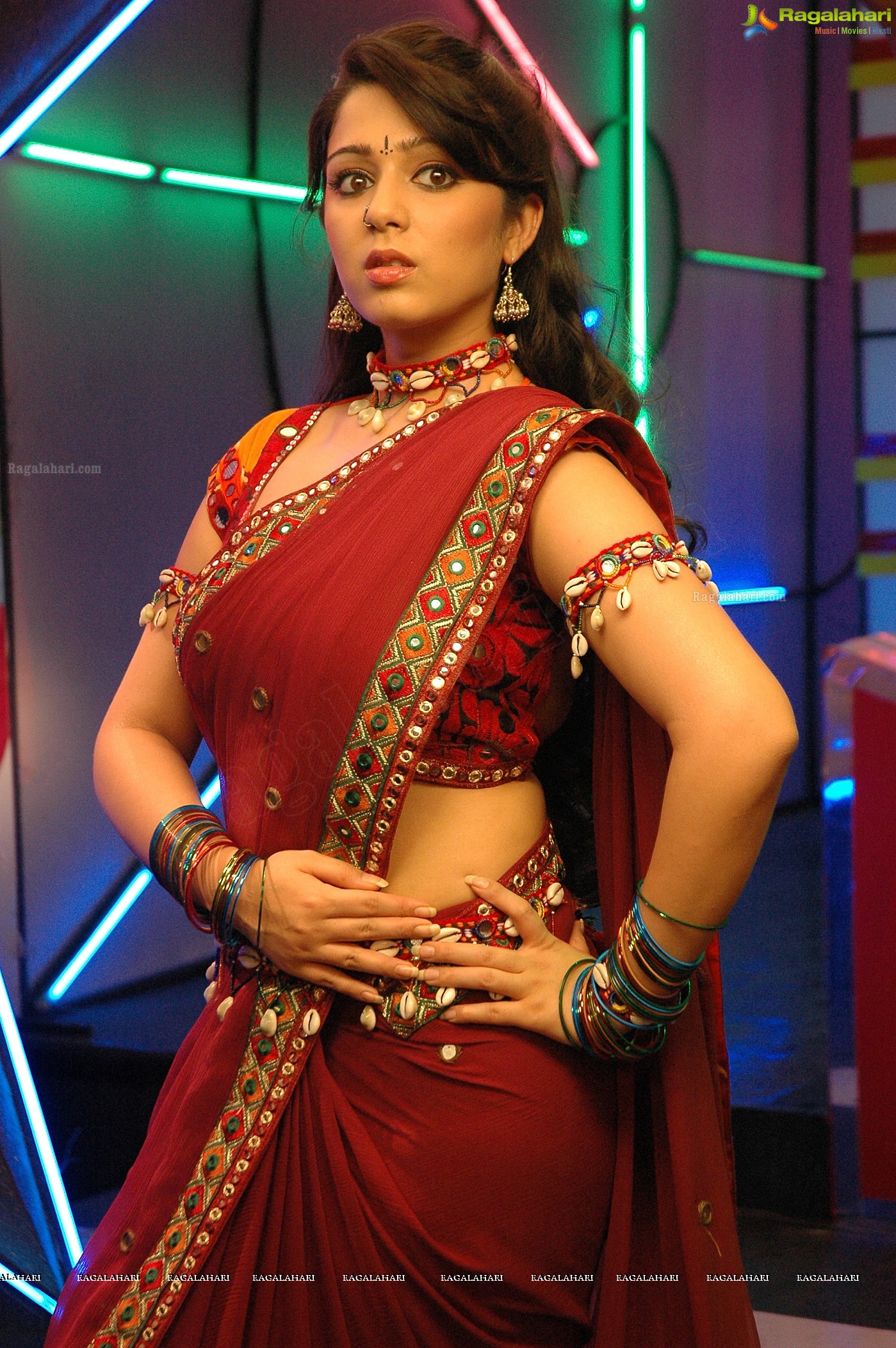 Charming Charmme in Red Saree, Photo Gallery, Images