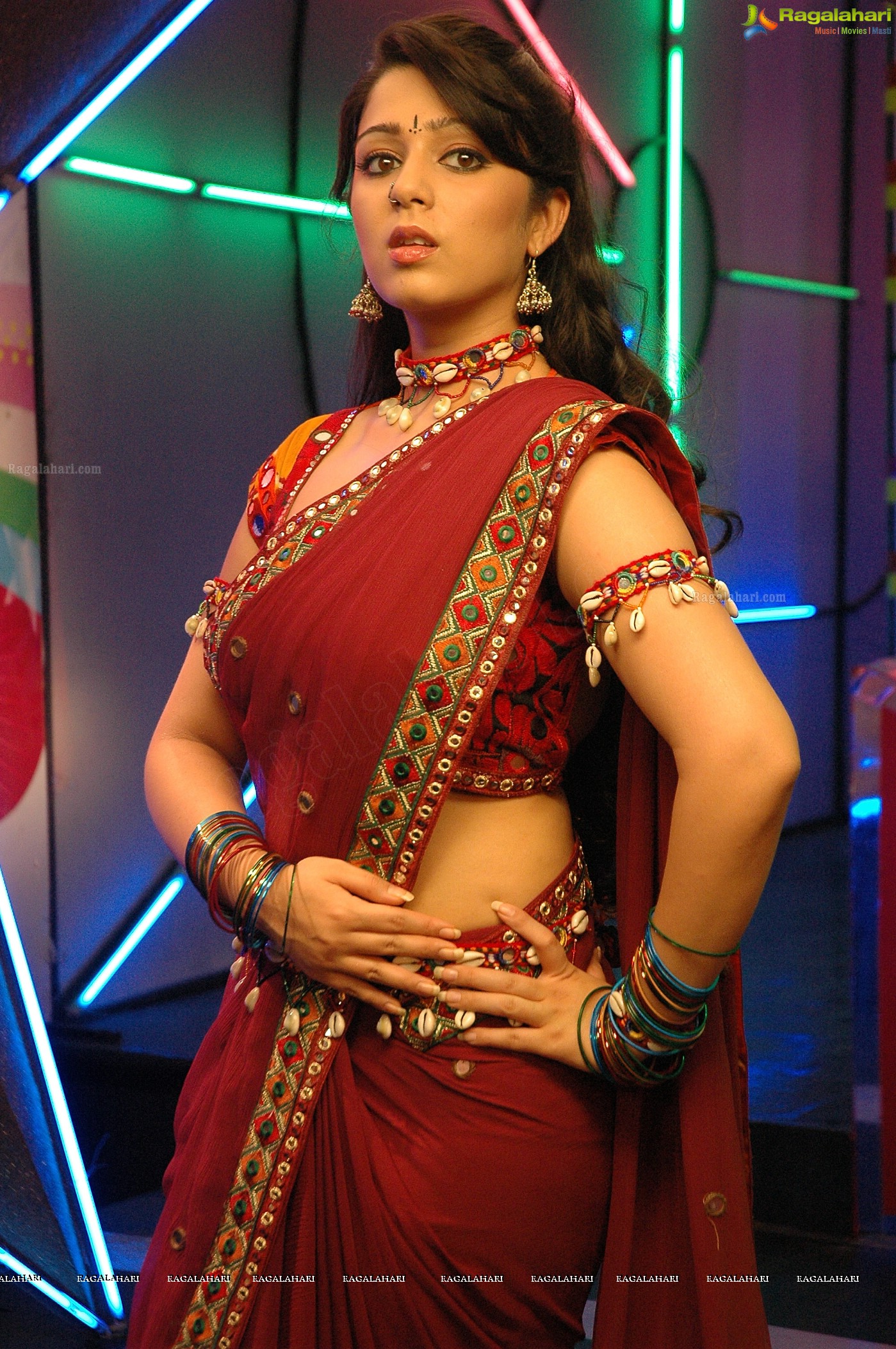 Charming Charmme in Red Saree, Photo Gallery, Images