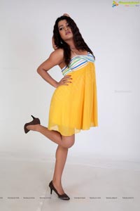Tashu Kaushik in Shoulderless Yellow Dress