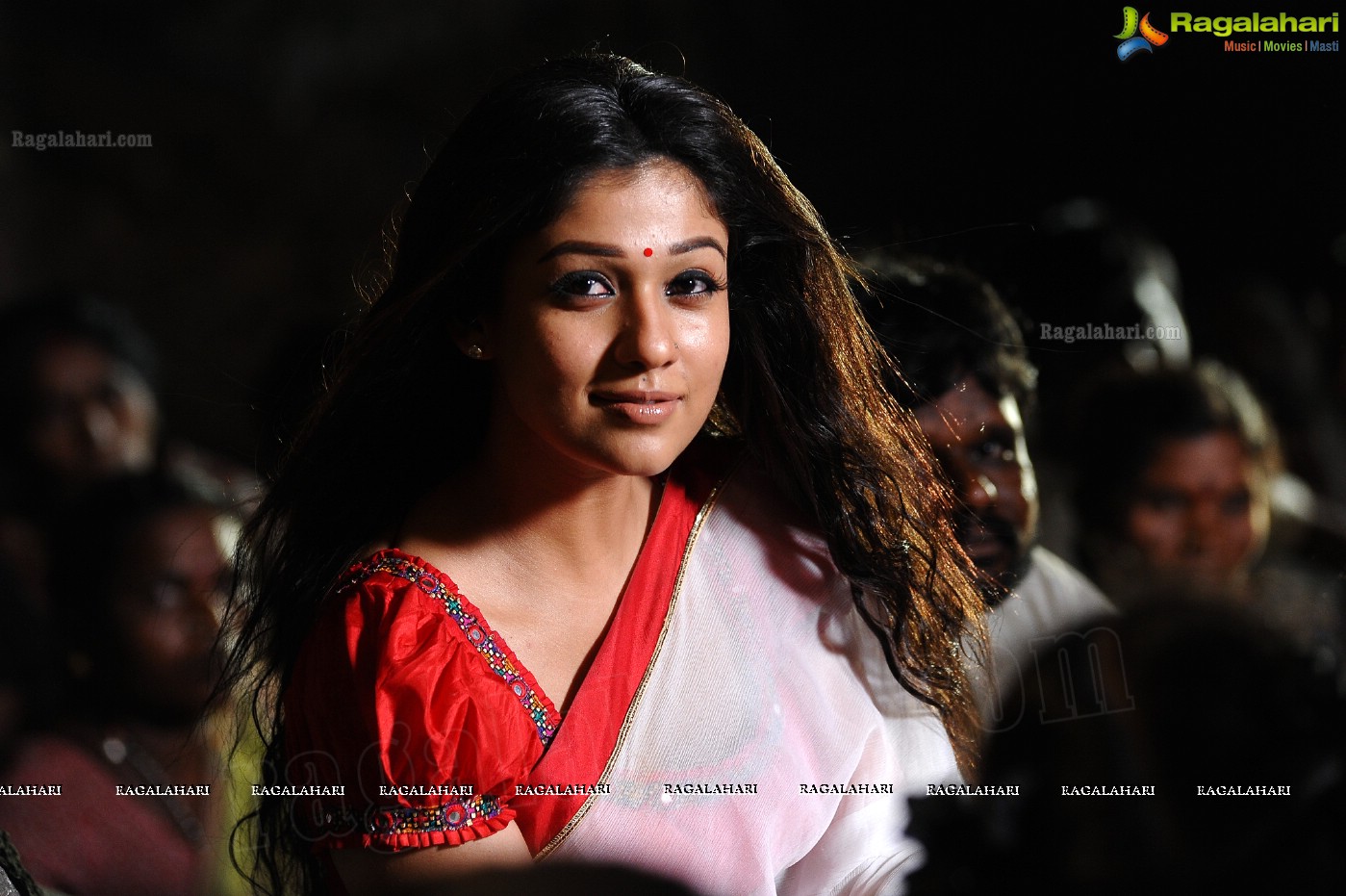 Nayanthara Stills in White Saree from Krishnam Vande Jagadgurum Song, Images