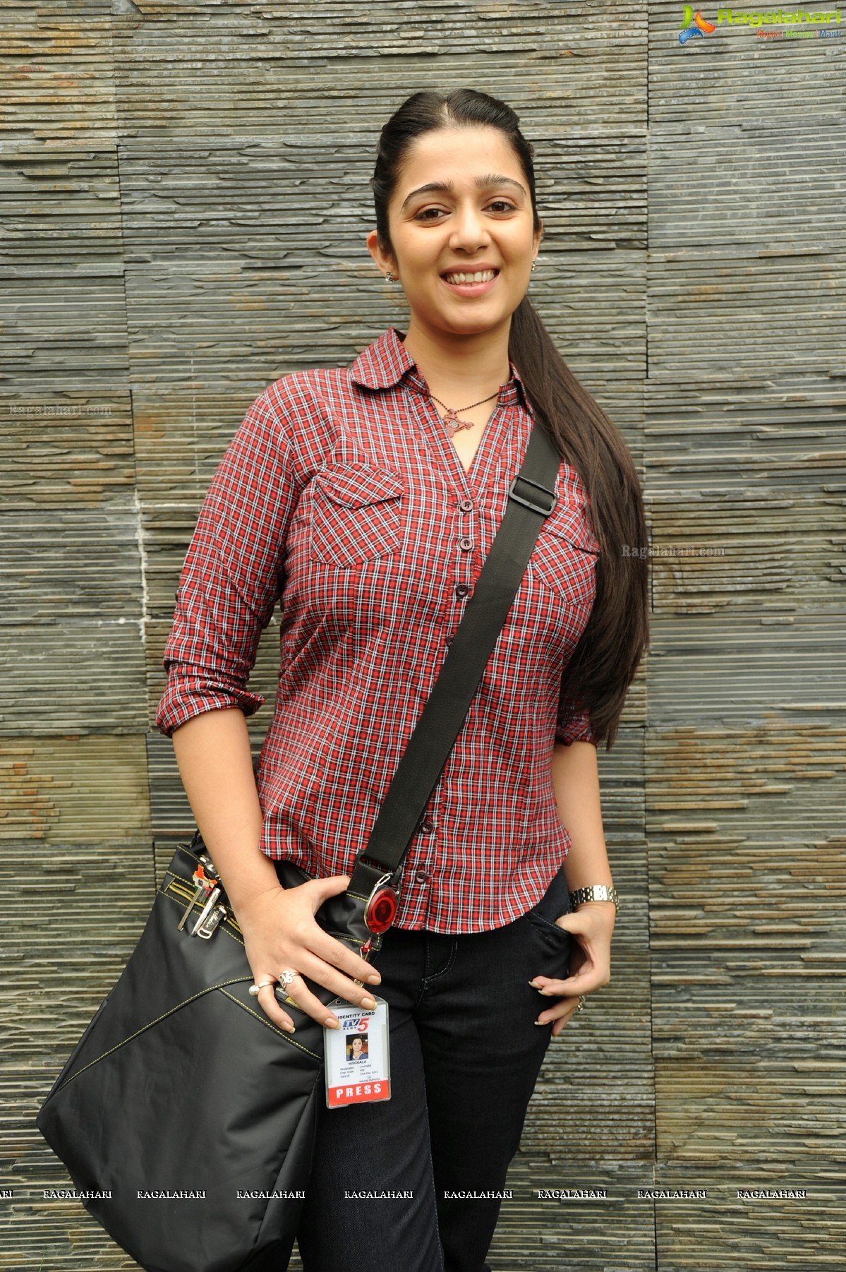 Charmi as TV5 Journalist in Prathighatana, Exclusive Photos