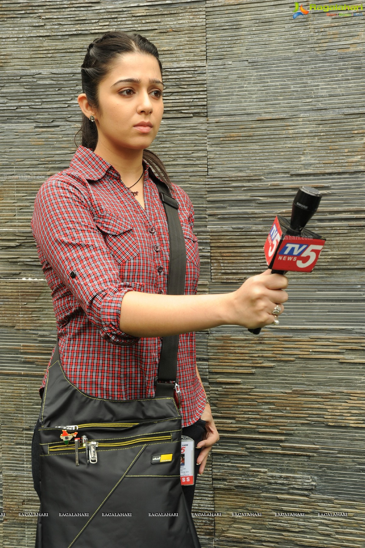 Charmi as TV5 Journalist in Prathighatana, Exclusive Photos