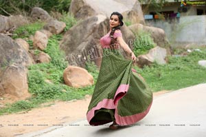 Sanjana Anne in Green and Pink Floor Length Dress