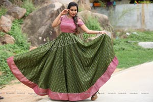 Sanjana Anne in Green and Pink Floor Length Dress