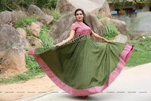 Sanjana Anne in Green and Pink Floor Length Dress