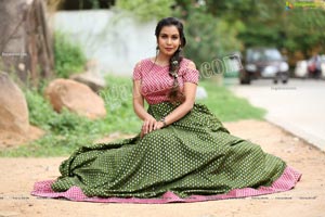 Sanjana Anne in Green and Pink Floor Length Dress