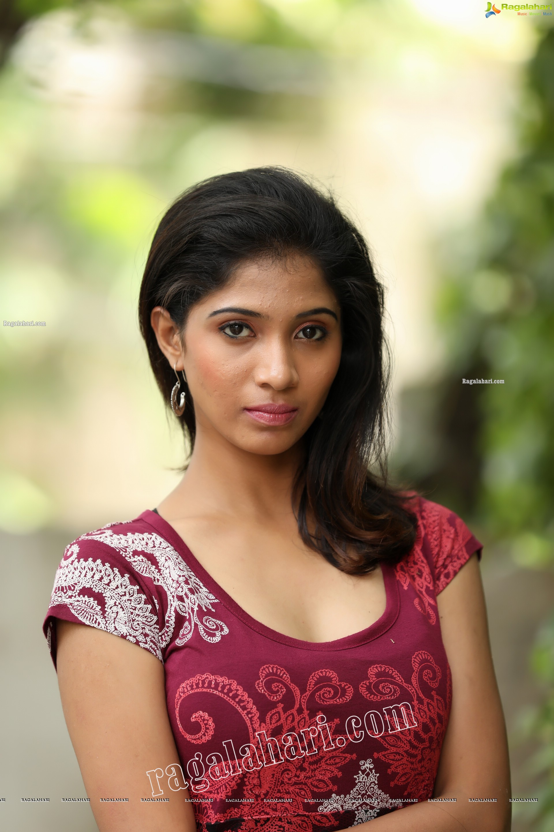 Swetha Mathi in Red Printed Frock Exclusive Photo Shoot