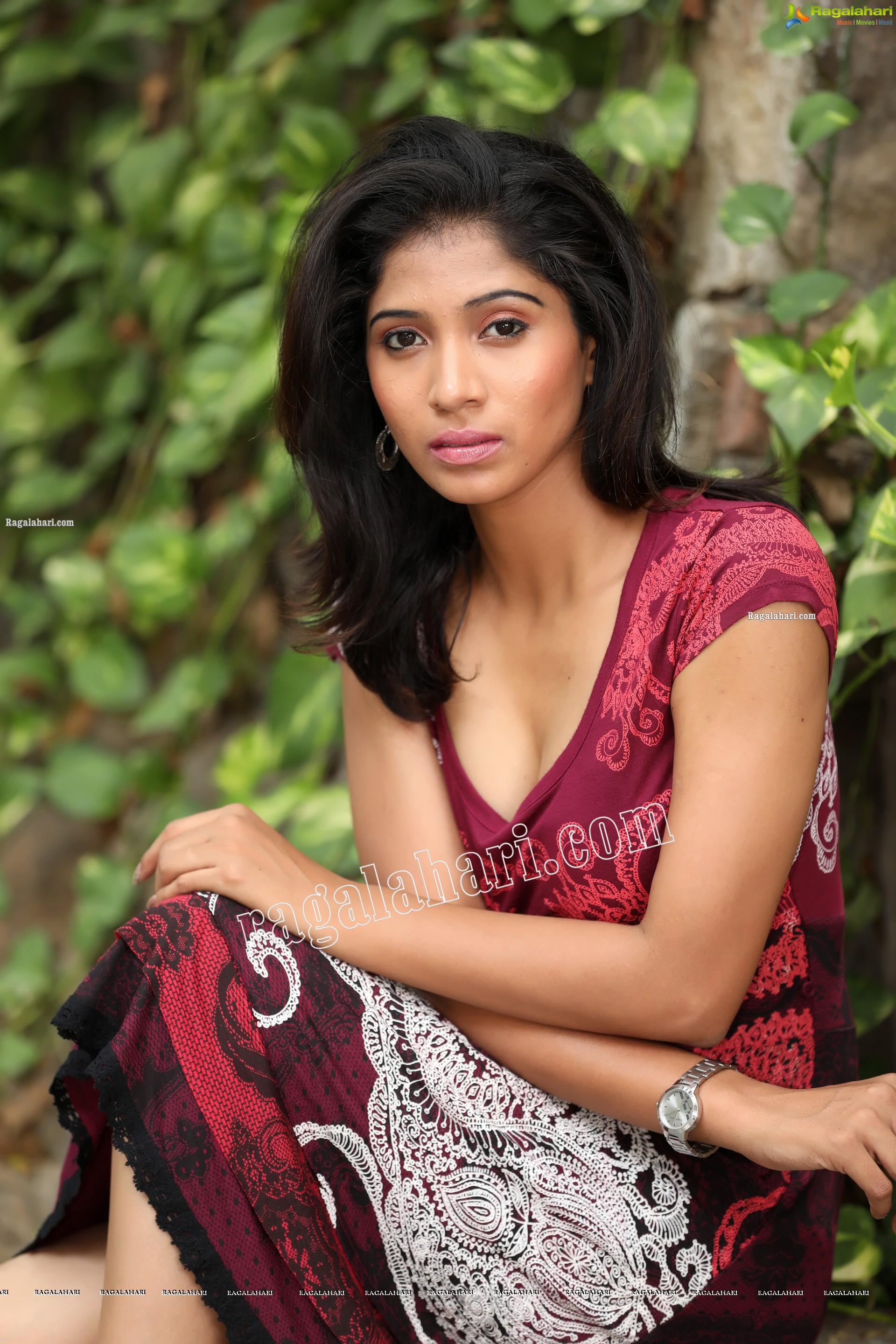 Swetha Mathi in Red Printed Frock Exclusive Photo Shoot