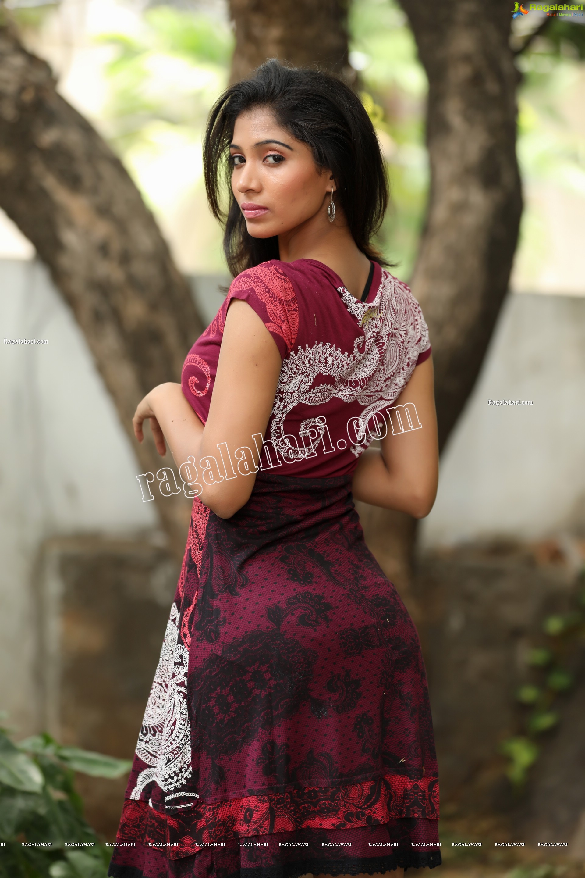 Swetha Mathi in Red Printed Frock Exclusive Photo Shoot