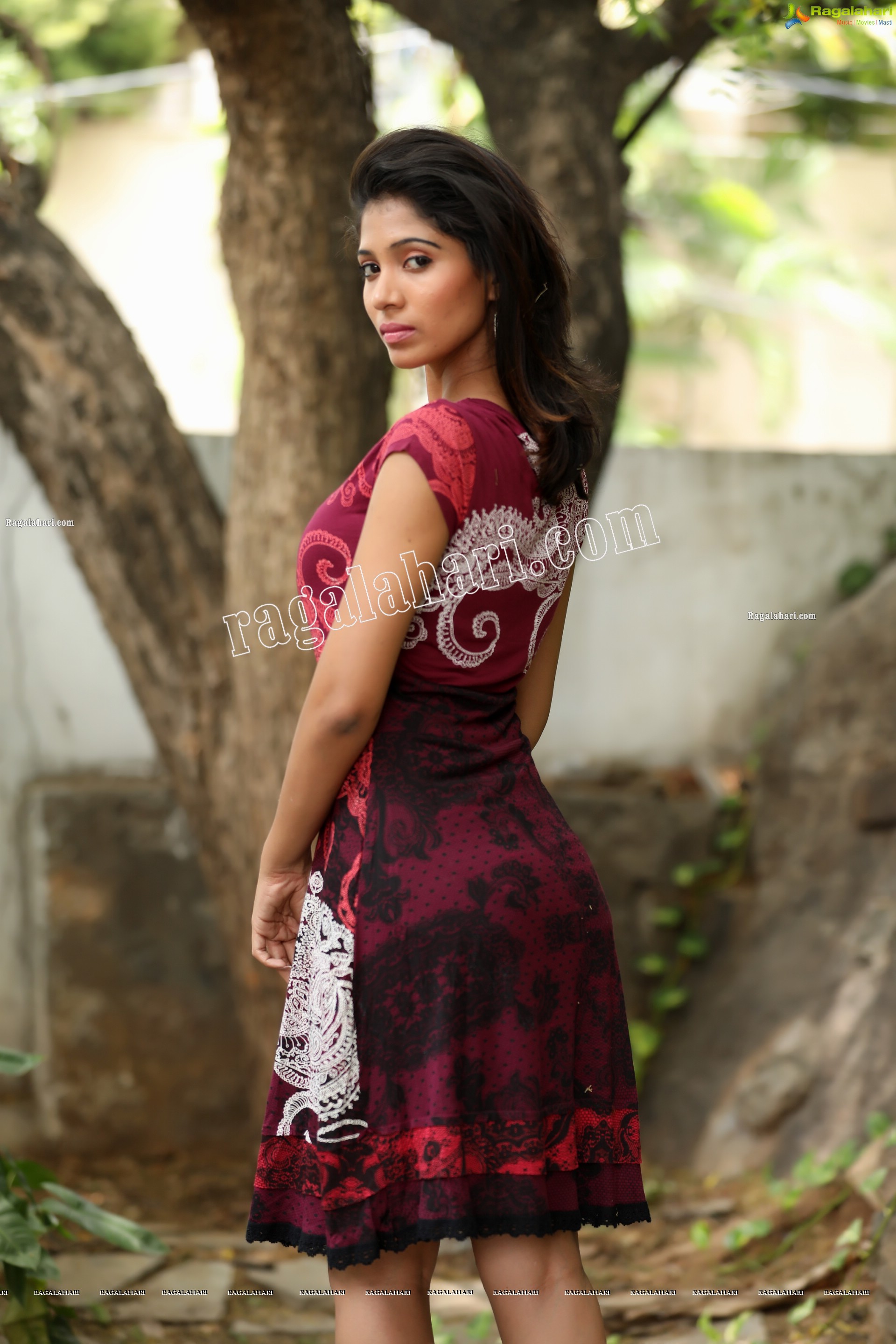 Swetha Mathi in Red Printed Frock Exclusive Photo Shoot