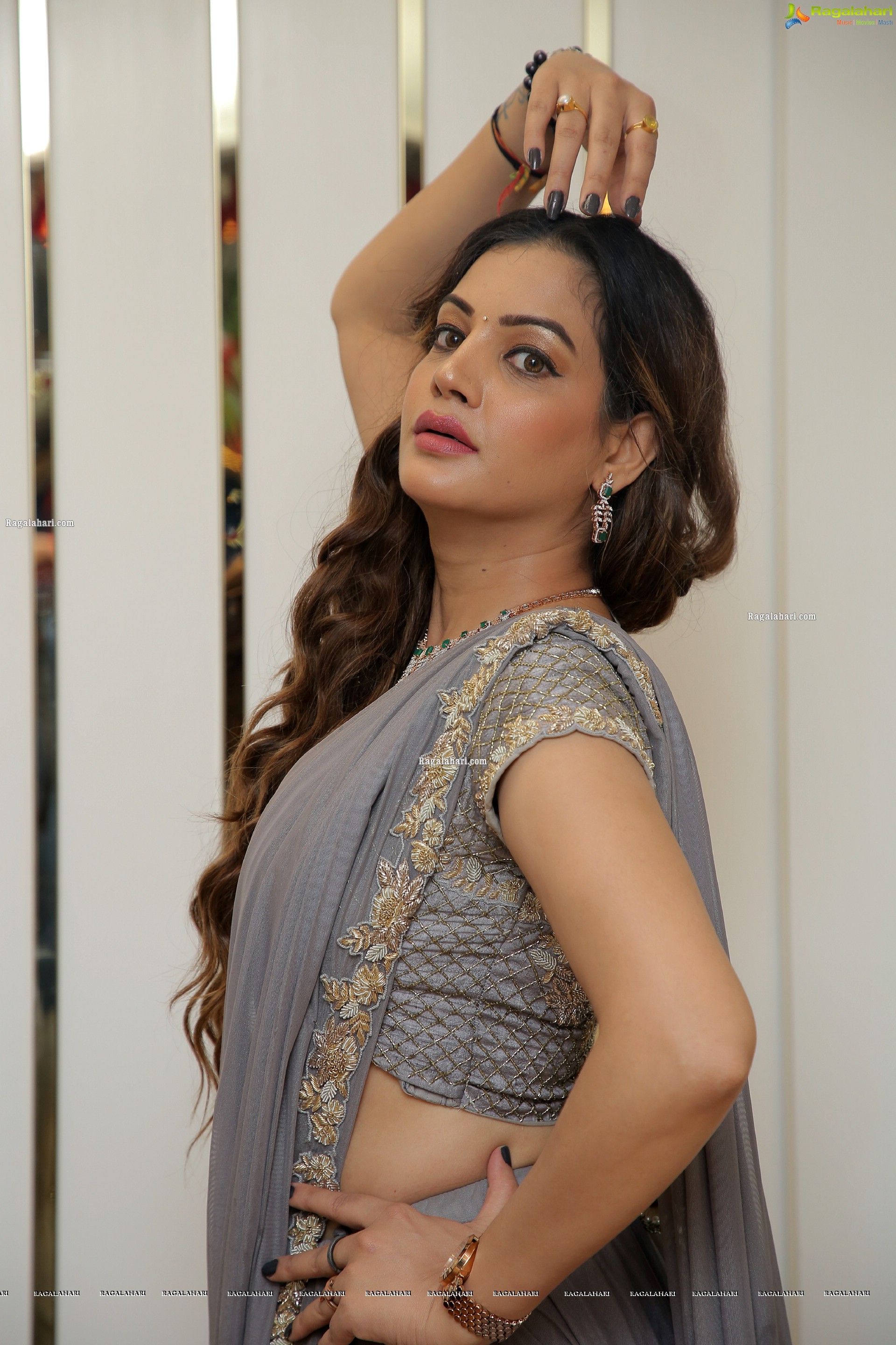 Diksha Panth in Gray Designer Lehenga, HD Photo Gallery