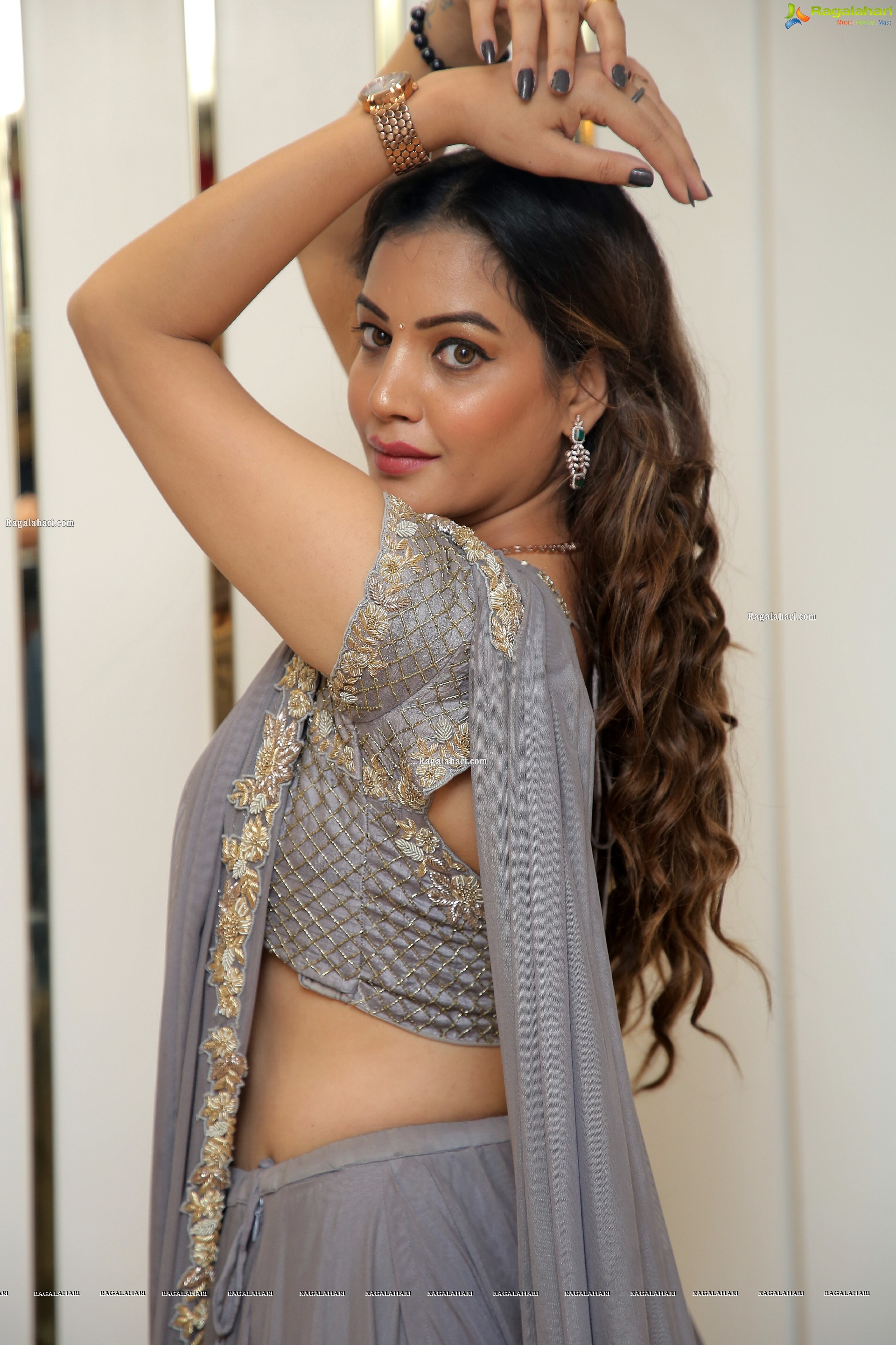 Diksha Panth in Gray Designer Lehenga, HD Photo Gallery