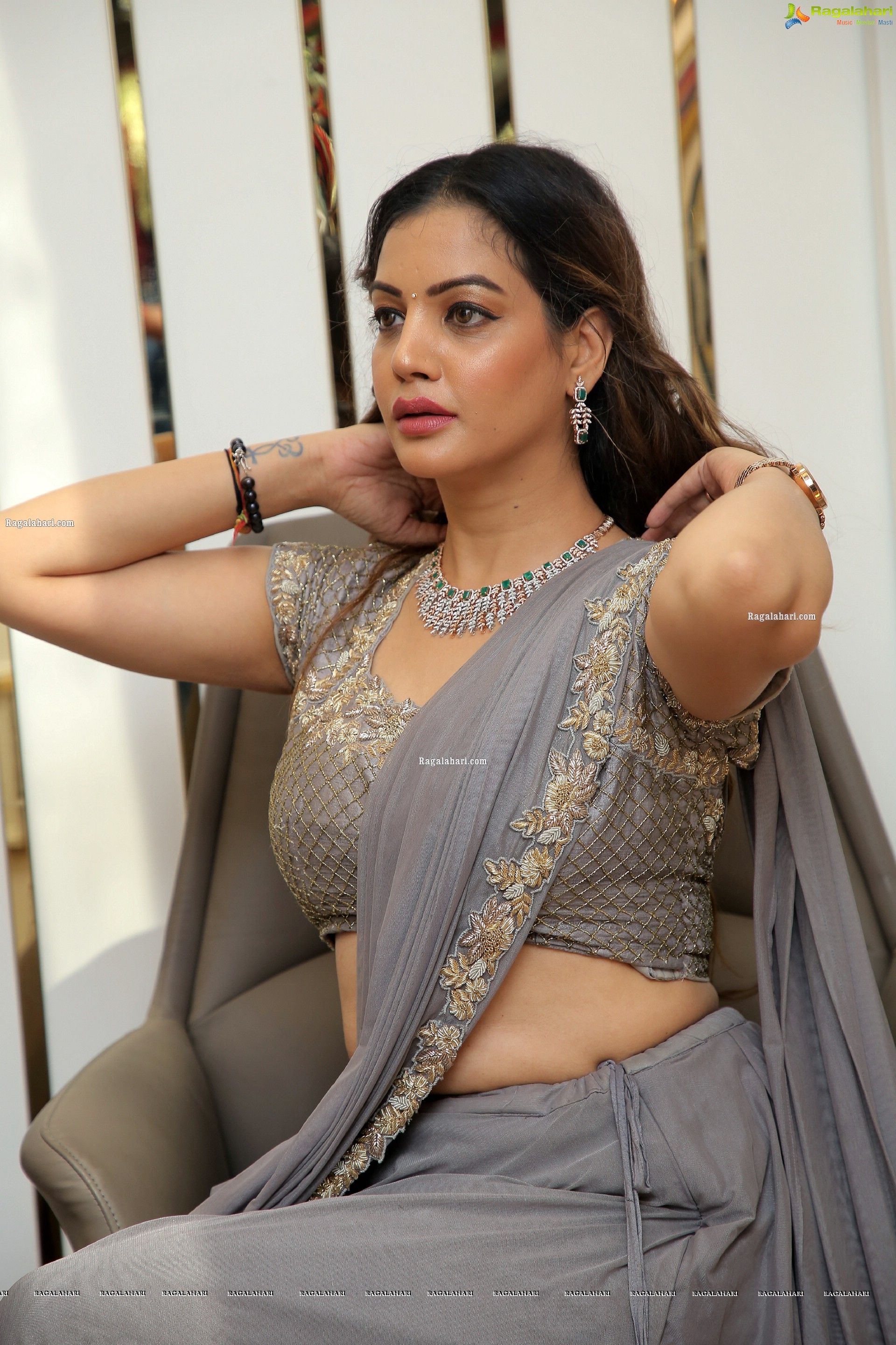 Diksha Panth in Gray Designer Lehenga, HD Photo Gallery