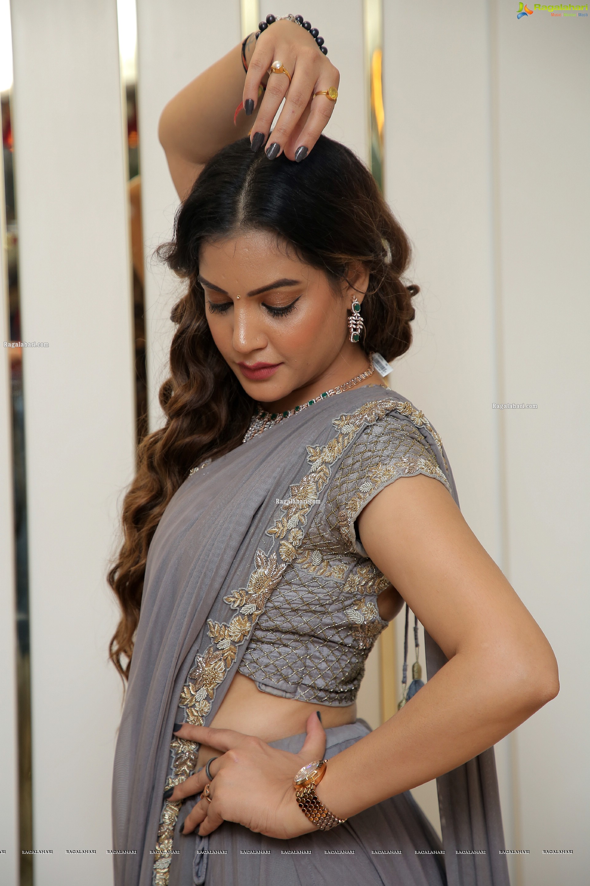 Diksha Panth in Gray Designer Lehenga, HD Photo Gallery