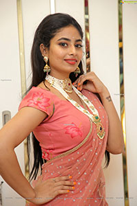 Model Honey Chowdari in Peach Lehenga Choli