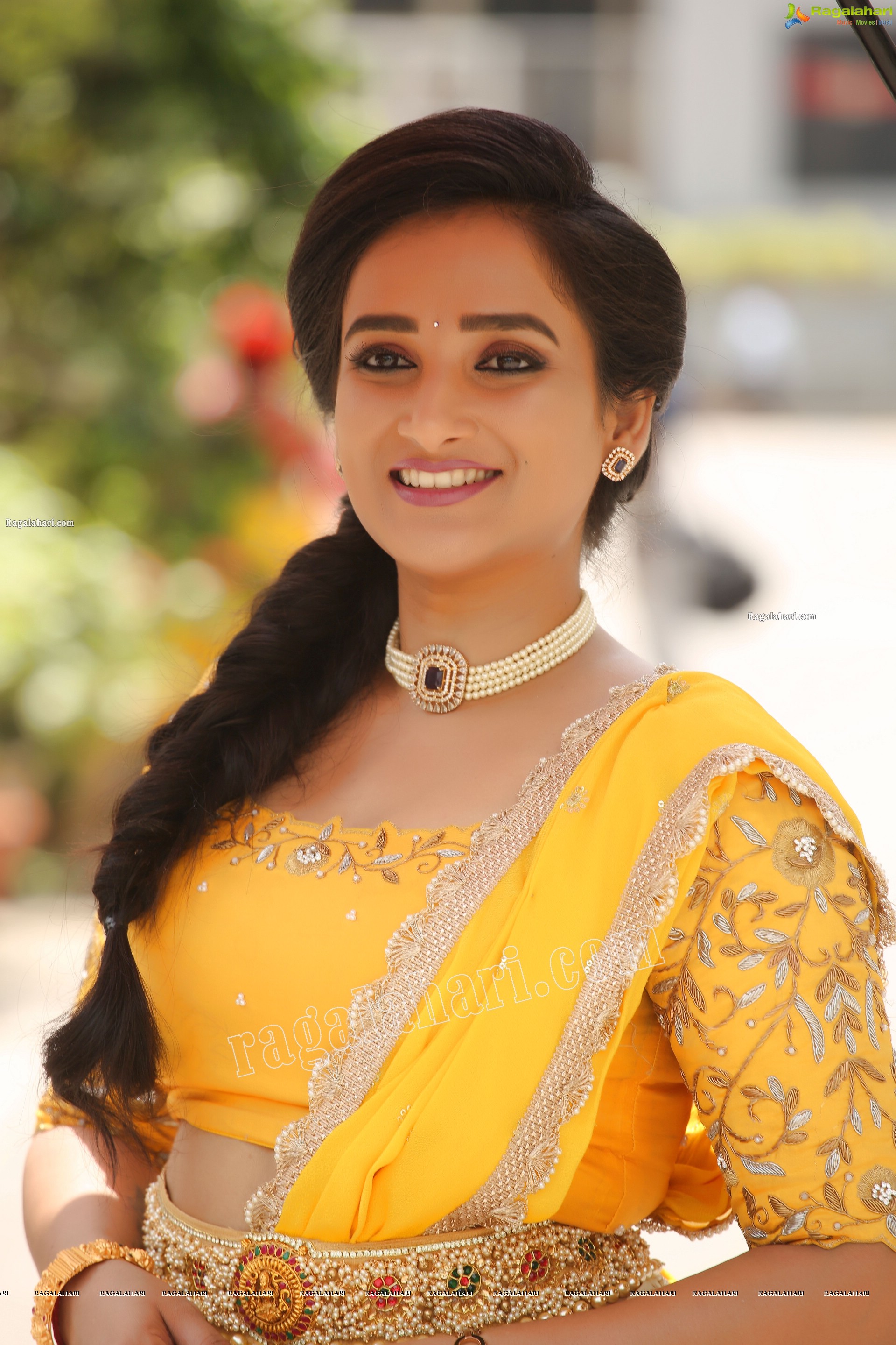 Madhu Krishnan in Cream and Yellow Lehenga Choli, Exclusive Photoshoot