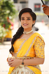 Madhu Krishnan in Cream and Yellow Lehenga Choli