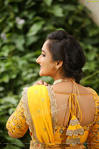 Madhu Krishnan in Cream and Yellow Lehenga Choli