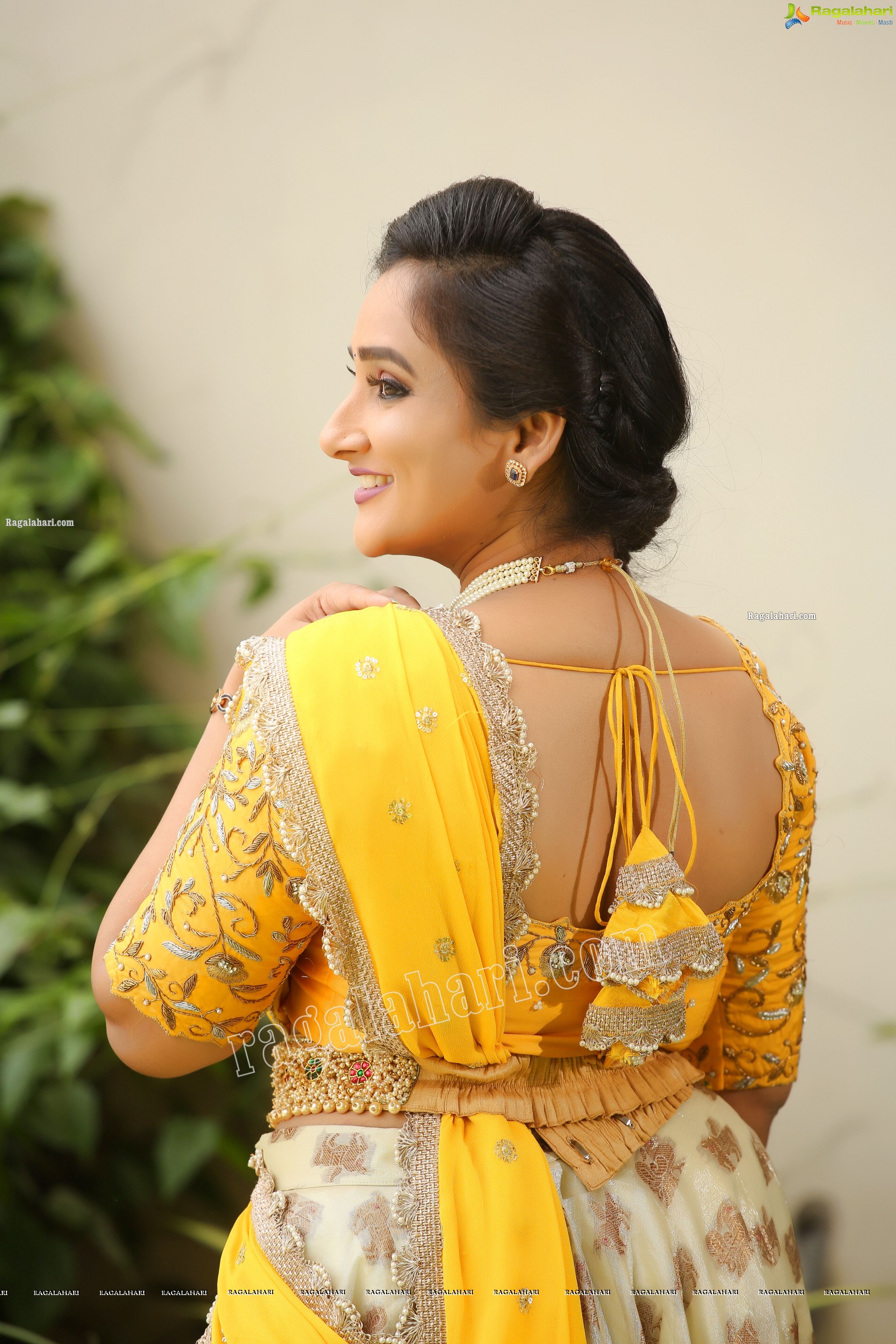 Madhu Krishnan in Cream and Yellow Lehenga Choli, Exclusive Photoshoot